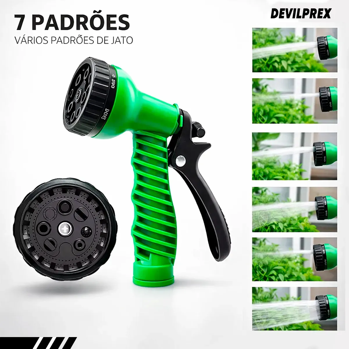 Mangueira Extensível 30m - 7 Jato Retrátil Flexível Reforçada Expansível Com Esguicho 7 Jatos Ideal Para Jardim Limpeza Casa Carro Devilprex 2 unidades R$ 42,90 cada - Imagem 3