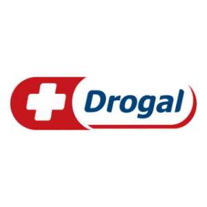Logotipo oficial da Rede Drogal de farmácias no site Garimpada