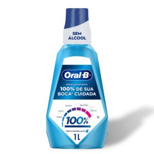 Enxaguante Bucal Oral-B 100% Dentes Sensíveis Sem Álcool Sabor de Menta Refrescante 1L