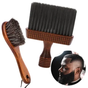 Escova Degradê E Espanador Barbeiro Para Barbearia Madeira Classica Vintage Marrom