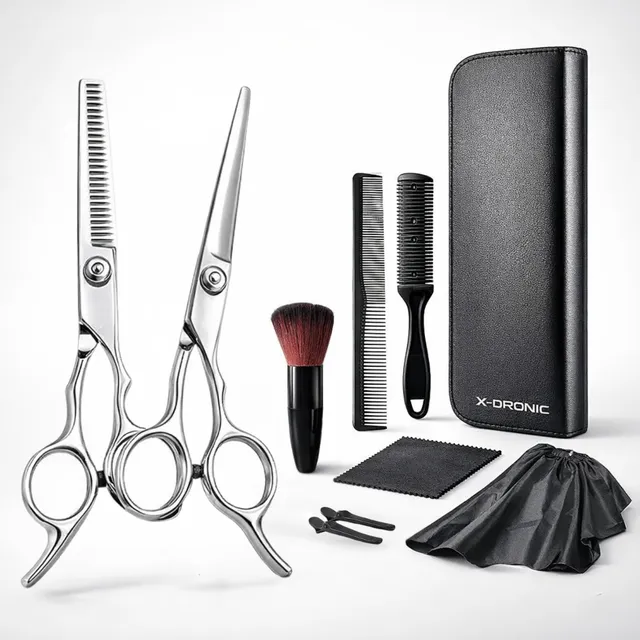 Kit Tesouras Barbeiro Jogo Profissional Para Cortar Cabelo E Barba Uso Salão E Doméstico Tesoura Corte Desbaste Precisão Acabamento Ideal Para Barbeiros Cabeleireiros Iniciantes...