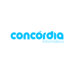 Logotipo oficial da montadora Concórdia Informática estruturado com link de redirecionamento seguro contra fraudes digitais no portal Garimpada.