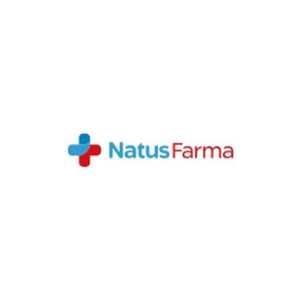 Logotipo oficial da rede de farmácias Natus Farma no site Garimpada